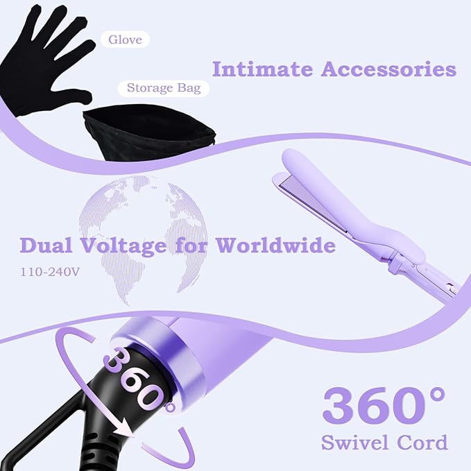 Birthday Gifts for Women Ufree 5 in 1 Curling Iron with Interchangeable Ceramic Barrels (0.35-1.25) Curling Wand Set with Flat Iron Hair Straightener Instant Heat Up Dual Voltage Hair Curler