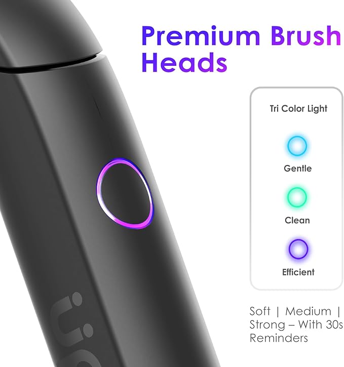 Electric Toothbrush Portable Travel Sonic Toothbrush with Protective Case USB-C Rechargeable Neutral Comfort Bristles Waterproof Smart Timer Compact for Daily Use (Slate Gray)