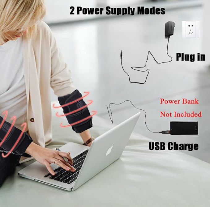 2Pcs Infrared Red Light Thera-py Arm Belt 660nm and 850nm Red Light Thera-py Arm Wrap with Timer &amp Brightness Setting Red Light Arm Pad for Arm Knee Shoulder Joints Muscle Pain Relief
