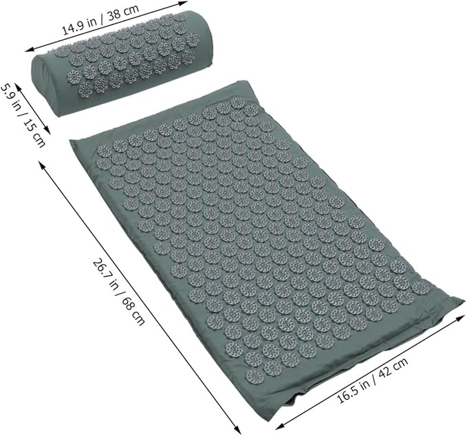 Acupressure Massage Mat and Practical Massage Pillow Set with Bag Washable Yoga Mat for Relief and Full Body Relaxation Grey – Suitable for Home Wellness and Muscle Therapy