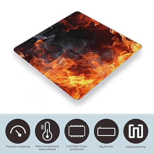 Fire Flame Smoke Weight Scale for Body Weight Digital Bathroom Scale High Capacity Accurate Digital Weighing Scales and Easy-to-Read on Backlit LCD Display Scales