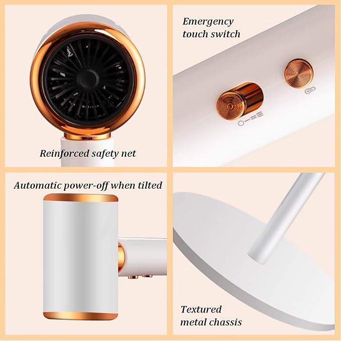 Lazy Hair Dryer Stand Hands Hands-Free Hair Drye Adjustable Height and Angle Automatic Power Off When Tilted Portable Blow Dryer for Home Pets Women Elderly(Rose red)