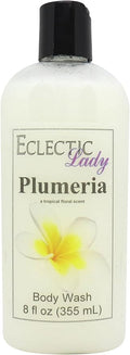 Eclectic Lady Liquid Pearl Body Wash - Plumeria Scent 3-in-1 Use For Bubble Bath Hand Soap &amp Body Wash Phthalate-Free Plumeria Fragrance Handcrafted in USA (8 oz)