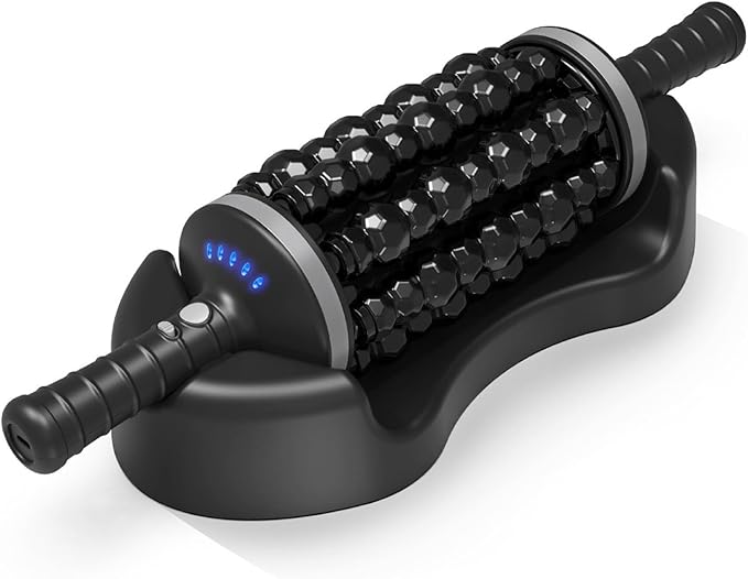 Massage Roller Massage Machine Muscle Roller Back Leg Foot Psoas Muscle with Hands-Free Base 5-Speed Whole Body Relief for Legs Foot Calf Massager(Black and Gray)