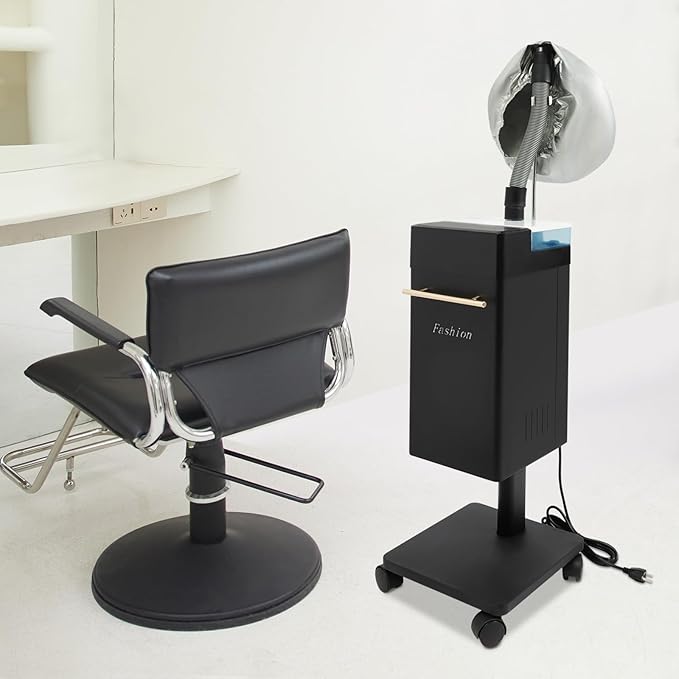 Professional Standing Hair Steamer Mobile Heating Steam Cap Rolling Hair Treatment Machine Multifunctional Hair Care Equipment Black for Hair Salon Spa
