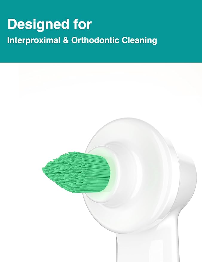 Interdental Replacement Toothbrush Heads for Oralb Electric Toothbrush Ortho and Power Tip Bristle Replacement Head - 4-Pack | Braces Brush Heads | Interproximal Clean (Black One Size)
