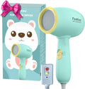 Feekaa Kids Hair Dryer Low Noise Gentle Heat for Kids Skin Gift for Children's Birthday Christmas Yellow-Green