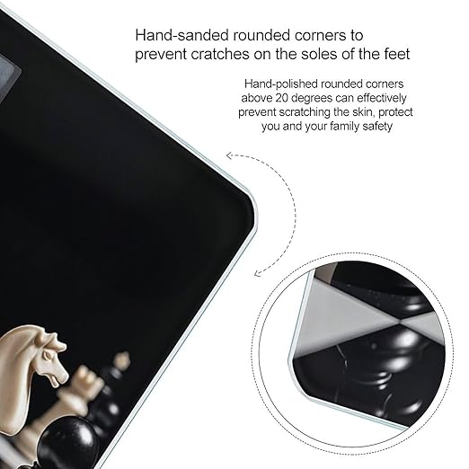 Black and White Chess Scale for Body Weight Digital Bathroom Scale Toughened Glass High Precision Scales for Body Weight with Large LCD Backlight Display Weight Scales