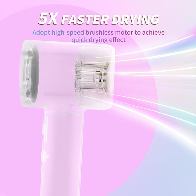 110000 RPM high-Speed brushless Motor and Negative ion BlowerWide Mouth Ceramic hairdryerFlat end Blow Dryer.