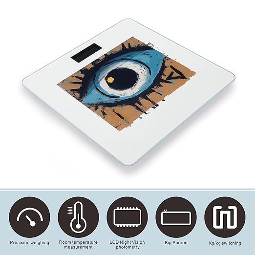 Evil Eye Bathroom Scale Large LCD Backlight Display Digital Scale Rounded Corners Body Scales Automatic Power On/Off Bathroom Scales for Home Bedrooms