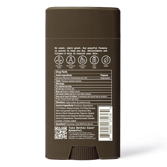 Papatui by Dwayne Johnson Triple Action Antiperspirant for Men | Sweat Control Odor Neutralizer &amp Skin Nourishing | Sandalwood Suede | 2.6 oz (Pack of 3)