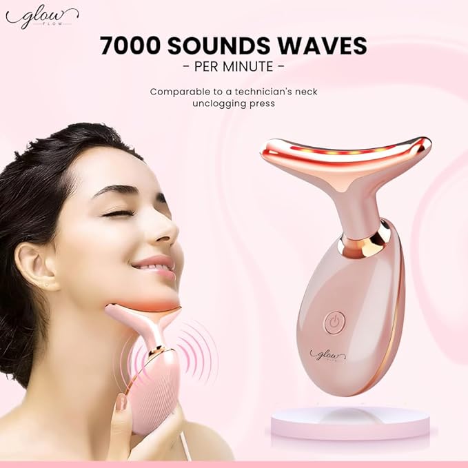 Red-Light-Therapy-for-Face and Neck with 7 Color Facial Massager for Face and Neck (Pink)