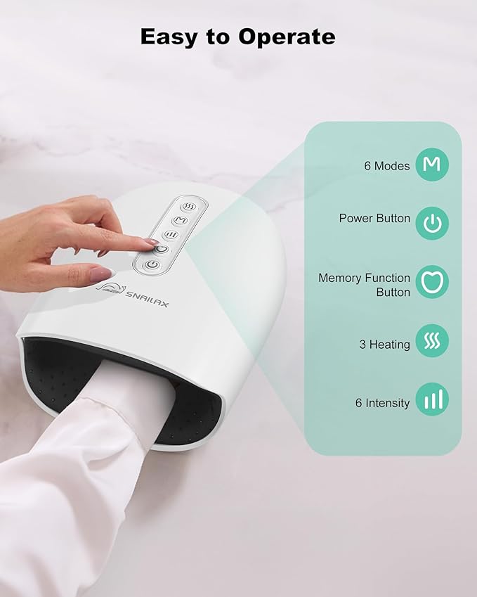 Snailax Hand Massager with Heat and Compression Hand Massager for Arthritis and Carpal Tunnel Relief Rechargeable Finger Wrist Massager for Pain Relief