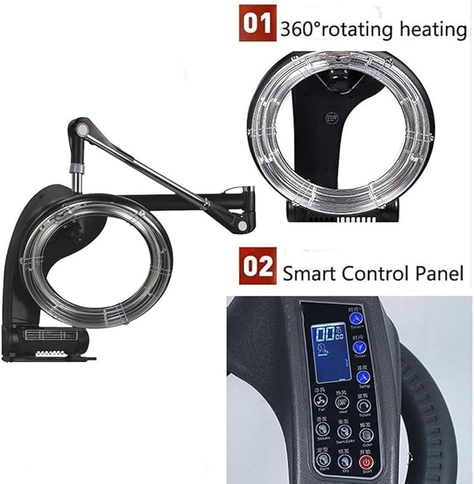 Hair Salon Colour Processor Climazone Orbiting Hair Dryer Hair Heater Professional Beauty Salon Equipment Hairdressing Adjustable Temperatu(Wallmounted)
