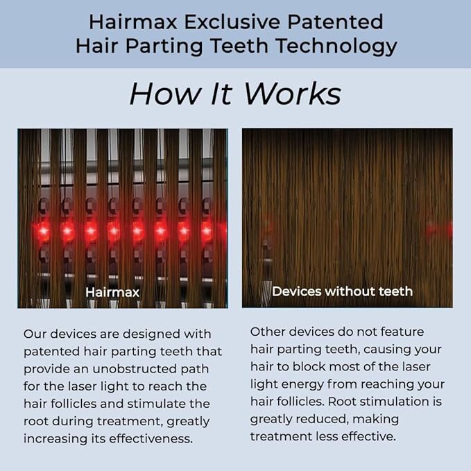 Hairmax Ultima 9 Classic LaserComb -(FDA Cleared) Laser Hair Regrowth Treatment Device for Men &amp Women - Reverses Thinning Hair Loss - Red Light Therapy to Stimulate Hair Growth - Cordless Design