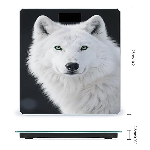 Cool White Wolf with Green Eyes Bathroom Scale for Body Weight LCD Display Digital Bathroom Scale Tempered Glass Bathroom Weight Scales Fashion Smart Scales for Home Bedroom 400 Lb