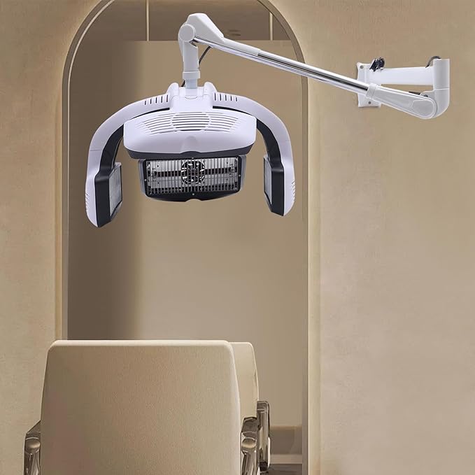 Hairdressing Dryer 1500W Wall Mounted Hair Dryer Salon Infrared Rolling Hood Hair Dryer Multi-Functional Hair Dry Processor with 5 Heated Plates Adjustable for Barbershops