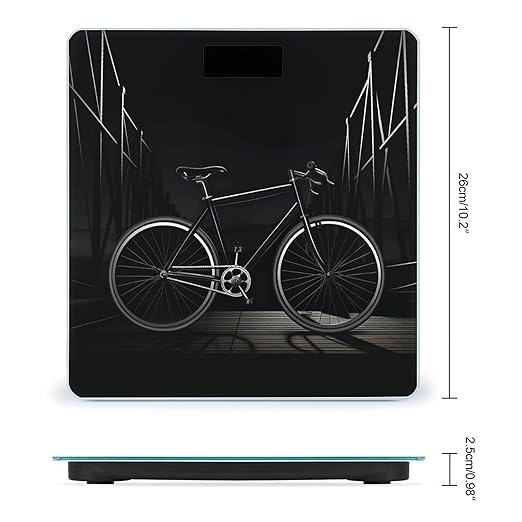 Bicycle Clip Art Bathroom Scale Large LCD Backlight Display Digital Scale Rounded Corners Body Scales Automatic Power On/Off Bathroom Scales for Home Bedrooms