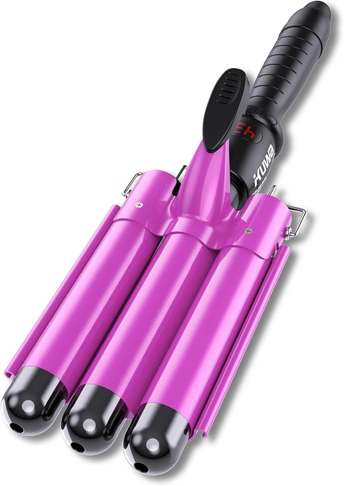 1 Inch Three Barrel Curling IronFast Heating Hair Crimper for WomenCrimper Hair Tool with LCD Temperature Display60 Min Auto-Off Hair WaverDual Voltage WaverHair Tool