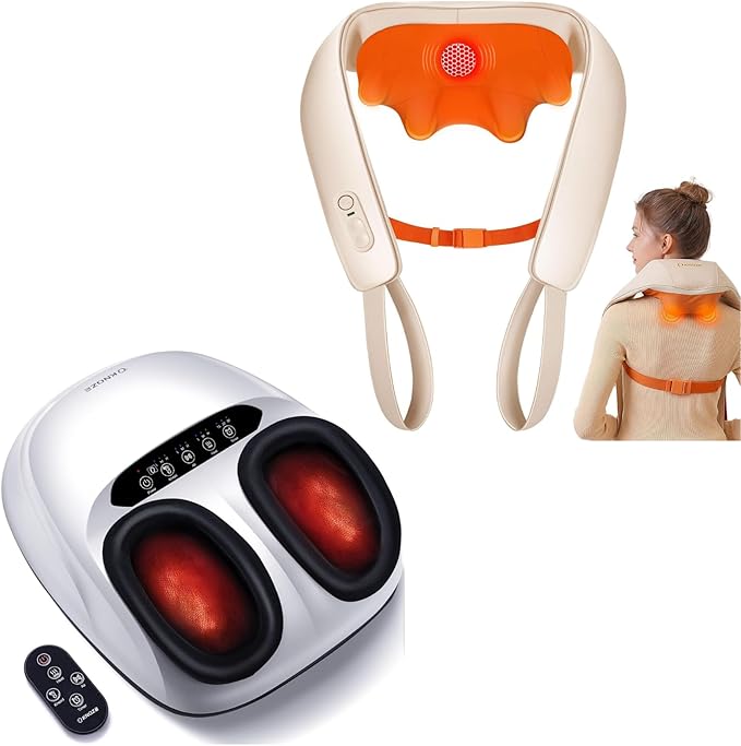 KNQZE Neck and Shoulder Massager with Heat Deep Kneading Foot Massager for Plantar Fasciitis &amp Neuropathy
