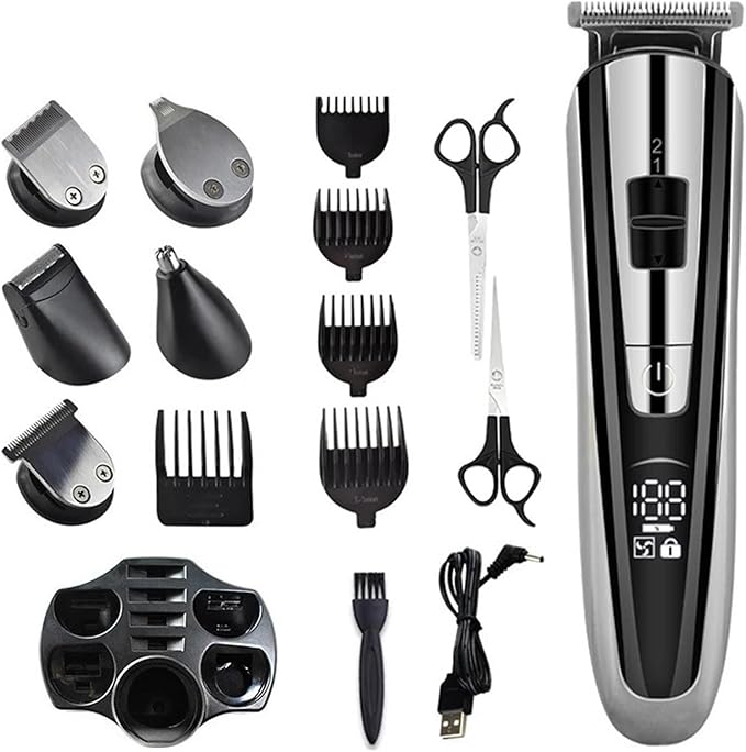 Razors 5 in 1 Hair Cutting MachineMultifunctional Trimmer for MenTrimmer for Nose and EarsRechargeable Hair Clipper.(Scissor Set)