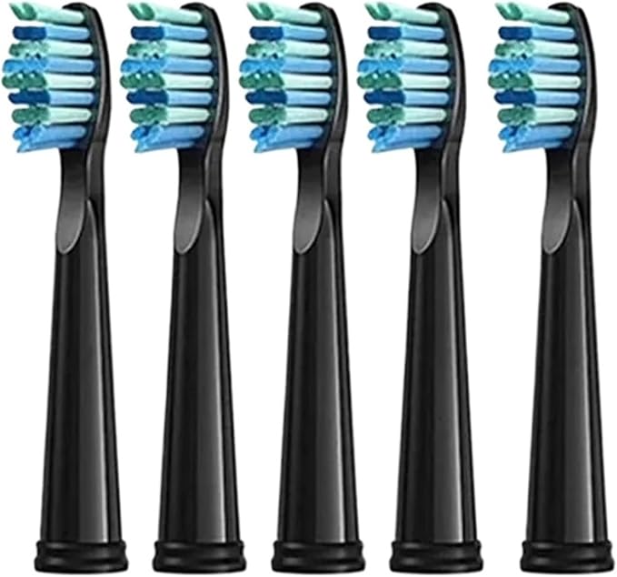 Compatible for Fairywill Replacement Toothbrush Heads for FW-507/508/551/515/917/959/2011 Electric(Black 5pcs)
