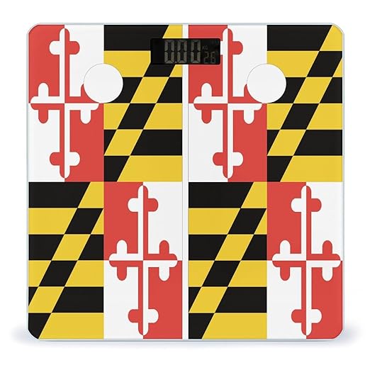 Maryland State Flag Smart Square Scale with Digital Display for Bathroom Scale