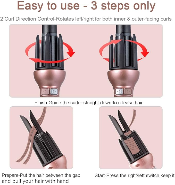 360 Rotating Ceramic Curling Wand with Automatic Spin - 1.1 Professional Spiral Beach Waver Iron for Long Hair (Mothers Day Gifts)
