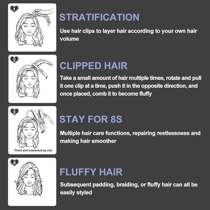 JINRI Hair Brush Hair Iron Pumped-Up Volume Adjustable Temp 360 ° Tail Rotation Lasting Volume for Short Or Thin Hair Dual Voltage (100-240V) Volumizing Hair Iron Purple 1.38 inch