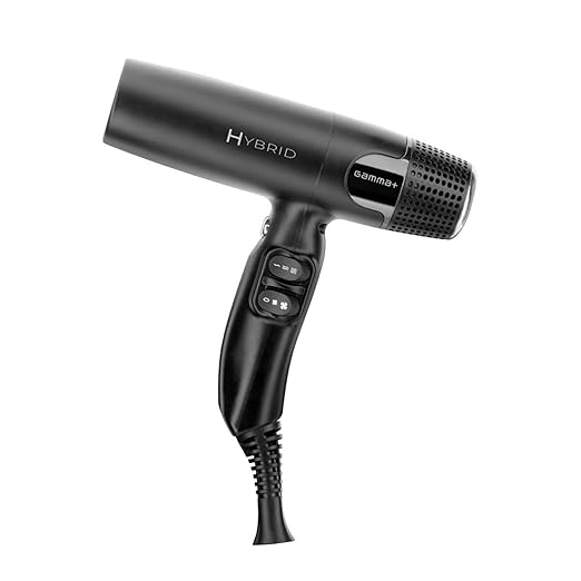 GAMMA+ Hybrid Professional Hair Dryer Lightweight Ionic Technology Low Noise with 2 Nozzles and Diffuser