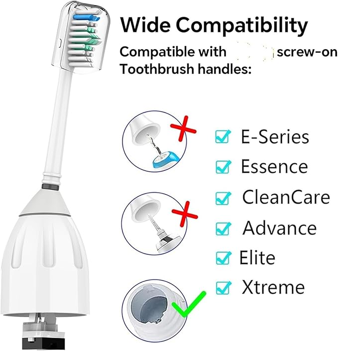 Compatible for Replacement Toothbrush Heads Compatible with Philips Sonicare Screw-on E Series Electric Brush Head Xtreme Essence Elite Advance(2 Pcs)