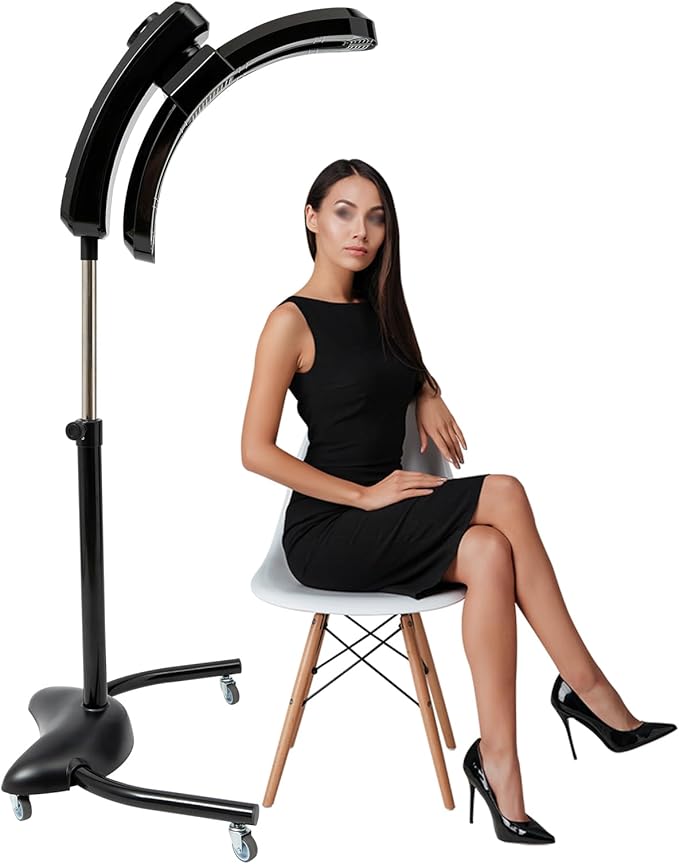 Stand Hair Dryer110V 950W Professional Hair Steamer with Temperature and Time AdjustmentFree Standing Hair Color Treatment Processor with WheelsPortable Standing Dryer for Home and Salon (Black)