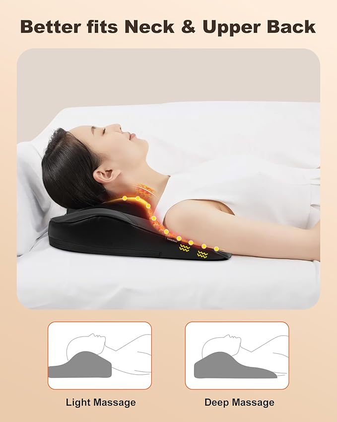 Beleduc Shiatsu Back Massager with Heat Back Massager for Back Pain Deep Tissue Vibration Massage Deep Kneading Massager Pillow for Neck Shoulder Black