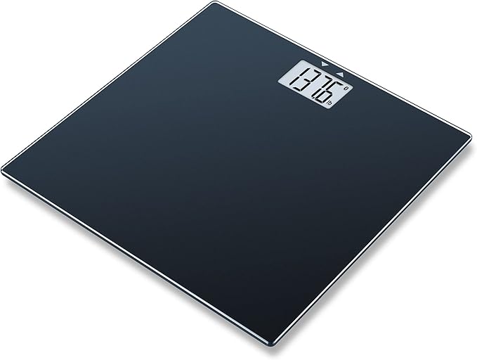 Beurer GS435B Glass Bluetooth Scale for Body Weight with BMI Composition Measurement Smart Digital Bathroom Scales Connects with Health App Analyzer Weigh in Kg and Lbs Black