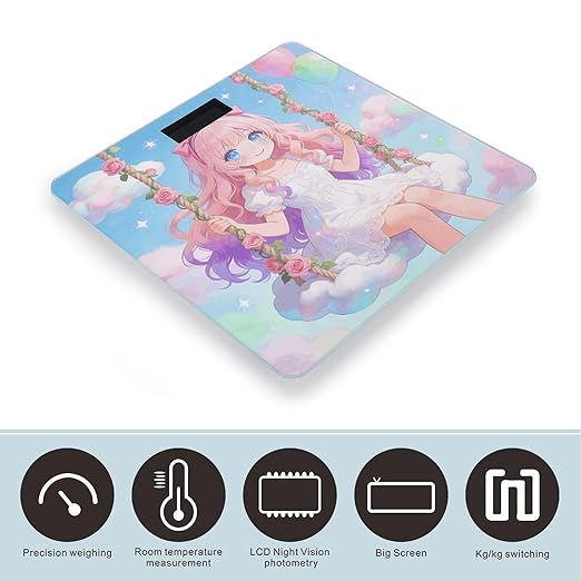 Girlish Heart Smart Scale for Body Weight Digital Bathroom Scale Toughened Glass Weight Scale with Large LCD Backlight Display High Precision Scales Weighing Machine