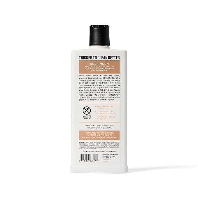 Duke Cannon Thick High Viscosity Body Wash - Buck Moon 17.5 oz Vetiver &amp Oakmoss Scent Mineral Enriched Paraben &amp Sulfate Free (3 Pack)