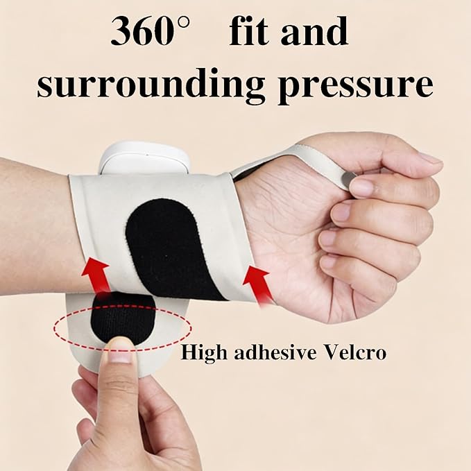 Rechargeable Adjustable Electric Wrist Massager Portable Cordless Hand Heating Pad with 8 Modes Heating Pad with 8 Modes &amp 30 Intensity Levels Magnetic Detachable Host (White)