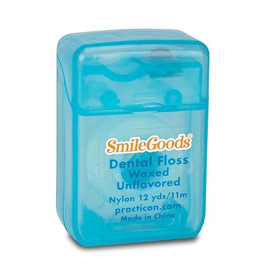 SmileGoods Waxed Dental Floss 12 yds Unflavored Bulk Pack of 72