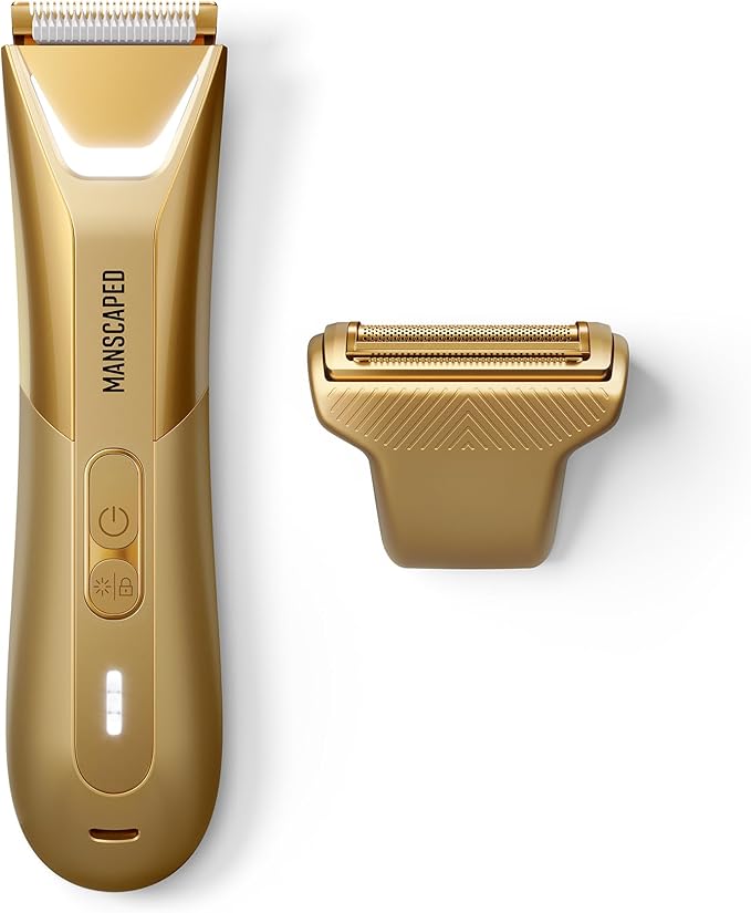 MANSCAPED® The Lawn Mower® 5.0 Ultra Groin &amp Body Hair Trimmer – Dual-Head SkinSafe® Trimmer &amp Foil Blades Waterproof Groomer USB-C Rechargeable with Travel Case Men’s Ball Shaver Forged G
