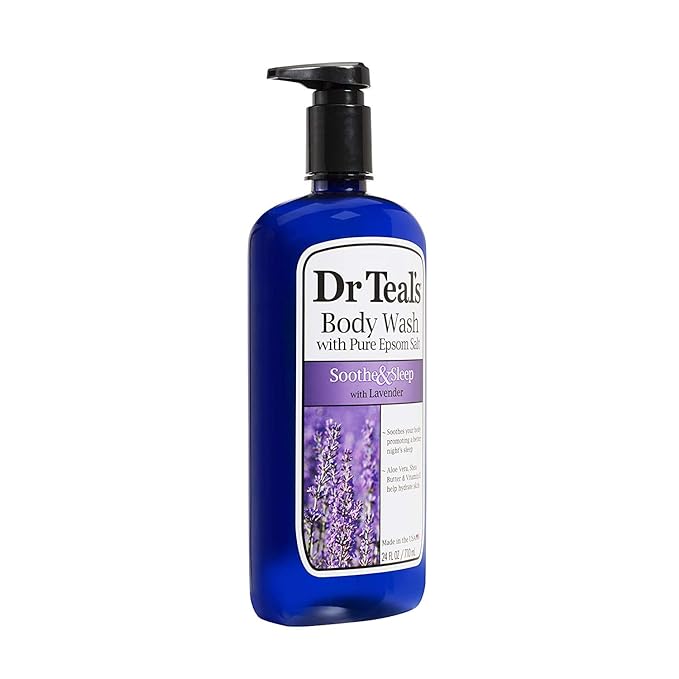 Dr Teal's Epsom Salt Body Wash 4-Pack (96 Fl Oz Total) Soothe &amp Sleep with Lavender