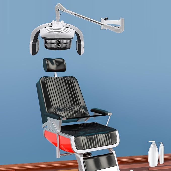 Wall Mounted Hood DryerProfessional 1500W Salon Hair SteamerAdjustable Arm Bonnet Dryer with 5 Heat DiscsTimer and Temperature Controlfor Hair Color ProcessingConditioningPerm6.6Ft Reach