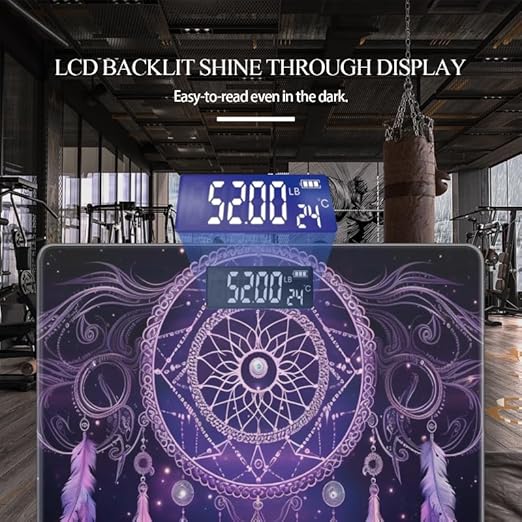 Digital Scale for Body Weight Highly Precision Bathroom Weight Scale 400 lbs with Backlit Display Personalized Scale for Home-Dreamcatcher with Purple Color Scheme