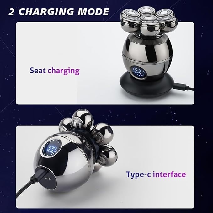 Head Shaver for Men 5 in 1 Electric Head Shaver for Bald Men 7D Floating Cutter Beard Trimmer Clipper IPX5 Waterproof Shaving USB Wireless Charging