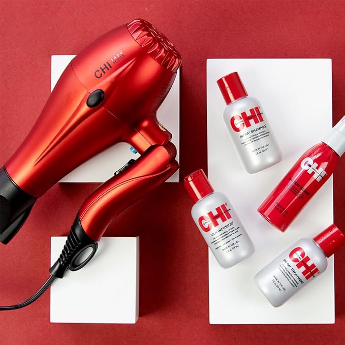 CHI 1400 Series Foldable Compact Hair Dryer Red 16 Oz (Pack of 3)