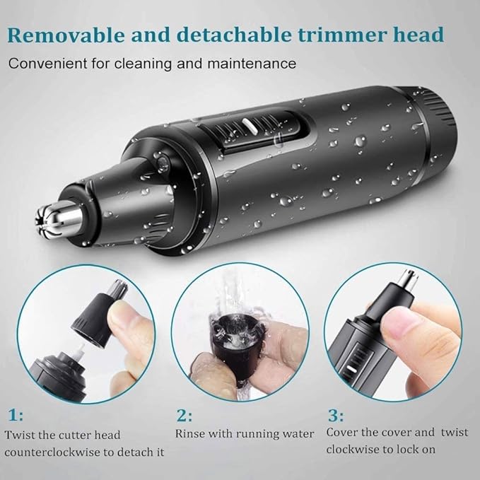Nose Hair Trimmer-Professional Painless Ear and Nose Hair Trimmer for Men and Women Waterproof Dual Edge Blades for Easy Cleaning 3 in 1 Ear Nose Eyebrow and Facial Trimmer