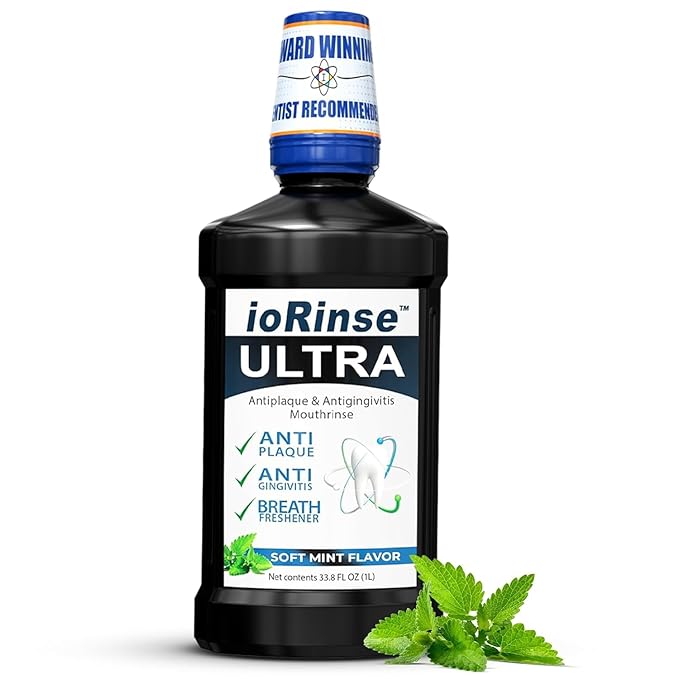 ioRinse Ultra: The Most Dentist-Recommended Periodontal Rinse &amp Gum Mouthwash of its Kind. Fights Gingivitis Bleeding Gums Dental Plaque &amp Bad Breath. With Molecular Iodine &amp Xylitol. No