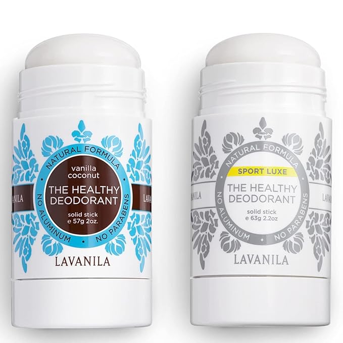 Lavanila Aluminum Free Natural Deodorant for Girls Vanilla Coconut + Sport Luxe (2oz Each) - The Healthy Deodorant - Solid Stick Vegan