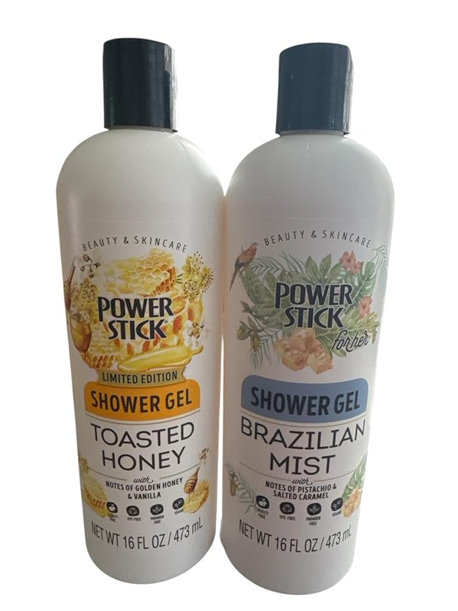 Power Stick Toasted Honey &amp Brazilian mist shower Gel 16ozSet Of 2