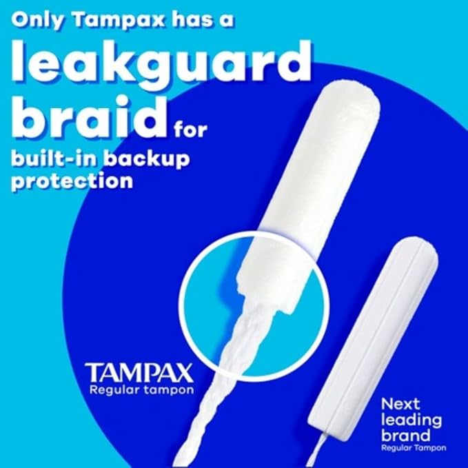 Tampax Pearl Tampons for Women Multipack with LeakGuard Braid Light/Regular/Super Absorbency Unscented 94 Count (2 Packs of 47) (Packaging May Vary)
