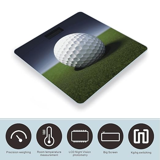 Golf Ball Bathroom Scale Large LCD Backlight Display Digital Scale Rounded Corners Body Scales Automatic Power On/Off Bathroom Scales for Home Bedrooms
